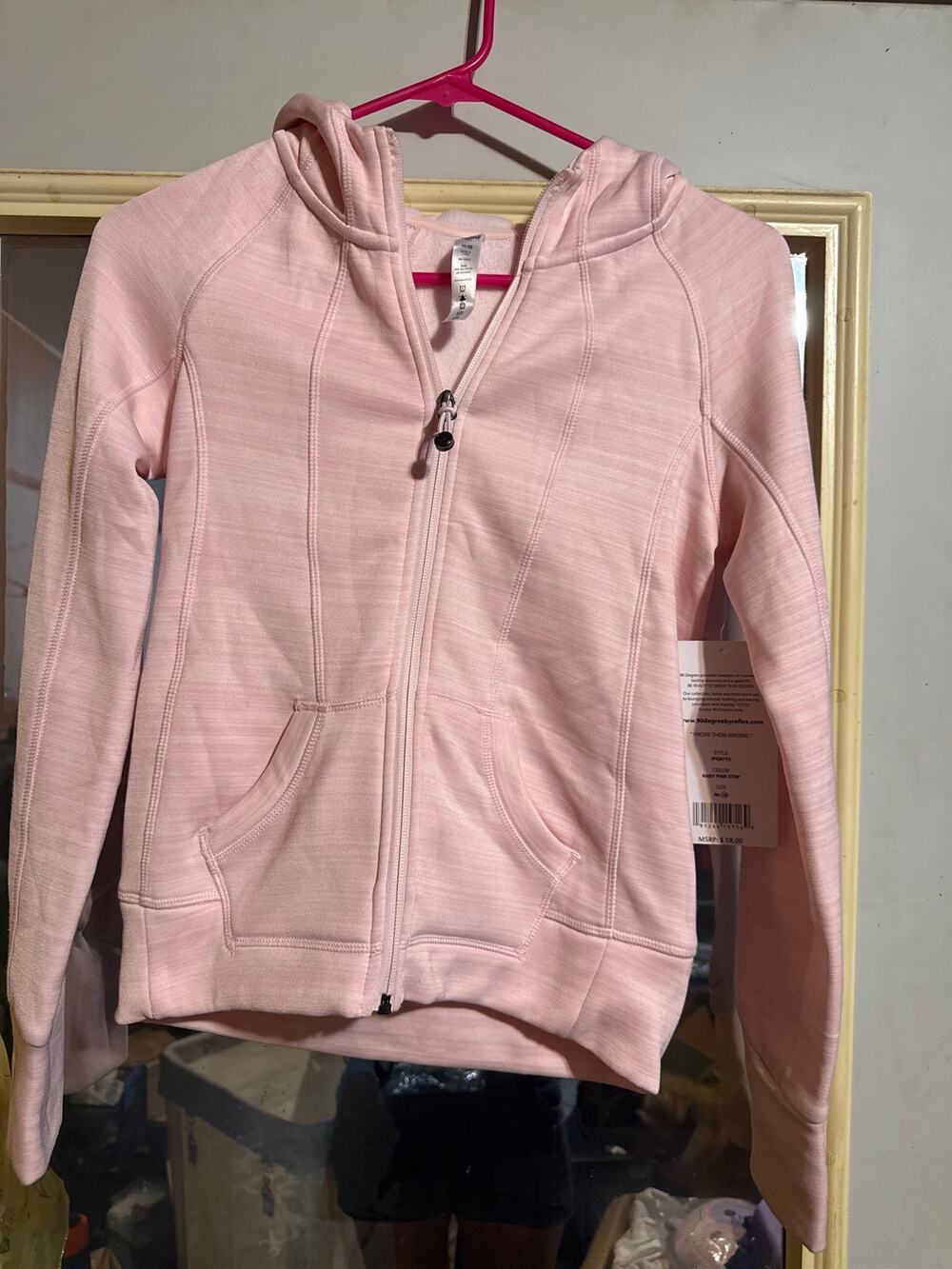 90 Degree by Reflex Girls Pink Full Zip Hooded Jacket Size M 10 NWT